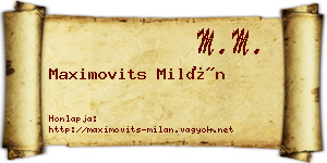 Maximovits Milán névjegykártya